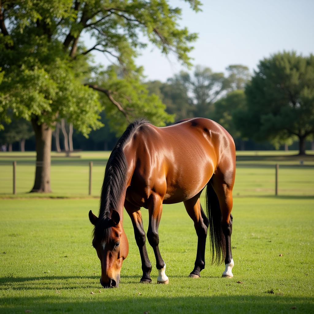 Content Horse Enjoys Pasture Time in Arlington