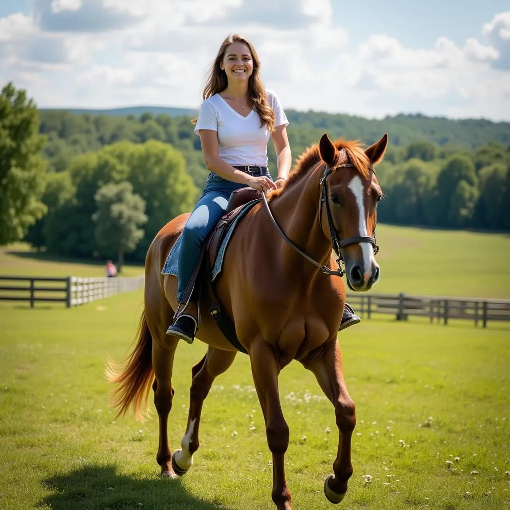 Happy rider on their new gaited horse in Virginia