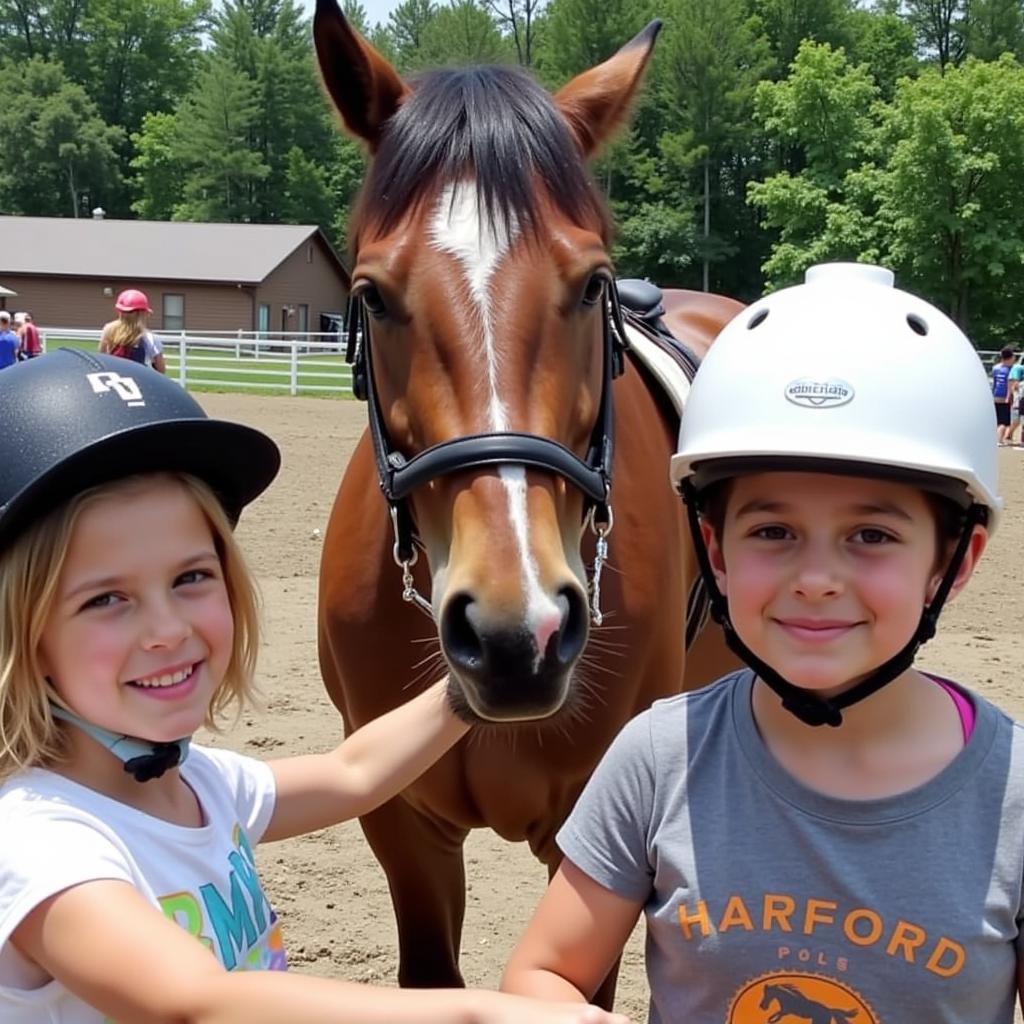 Young riders learning horsemanship at the Harford Horse Show