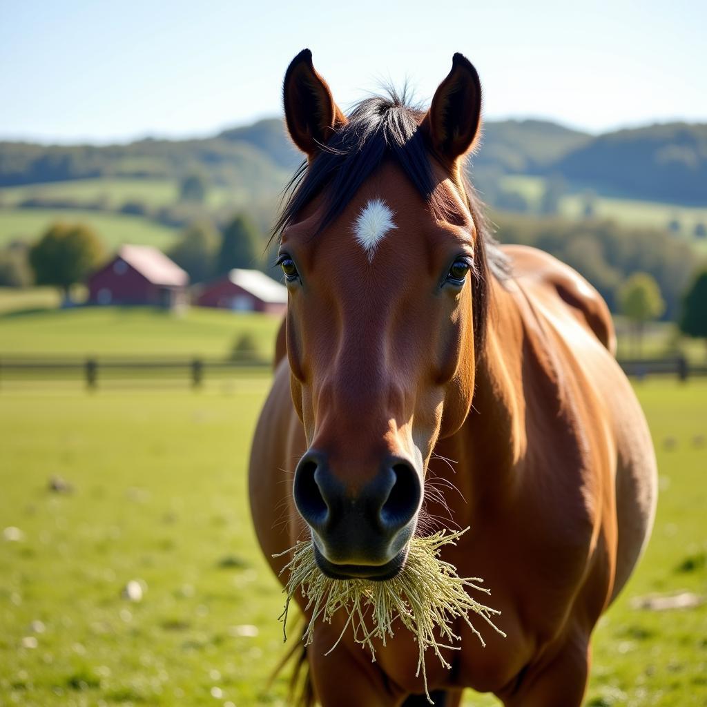 Healthy Horse Eating Hay