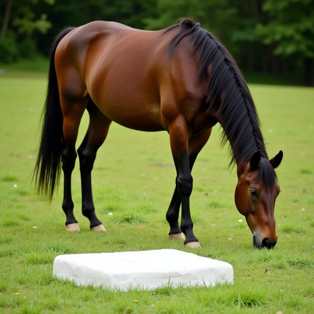 Healthy Horse Grazing in Pasture