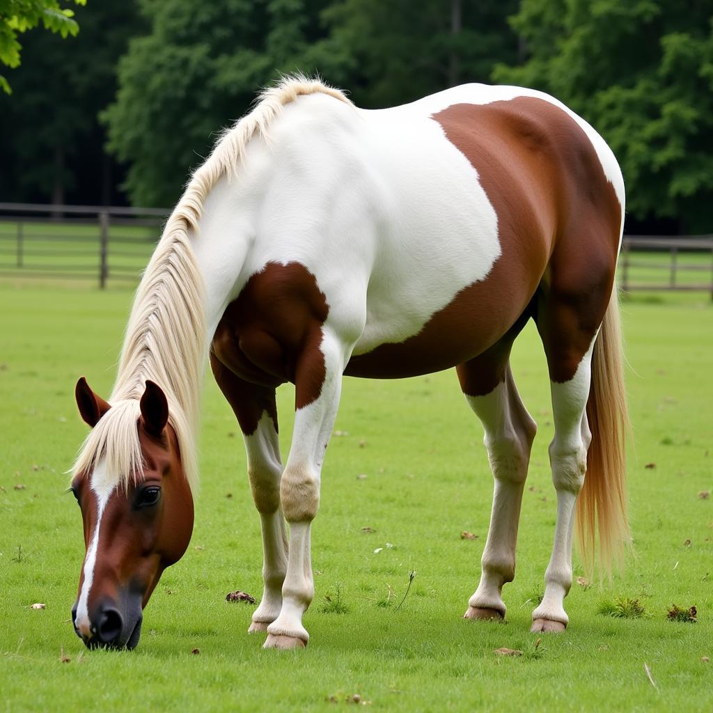 Healthy Horse Grazing Pasture