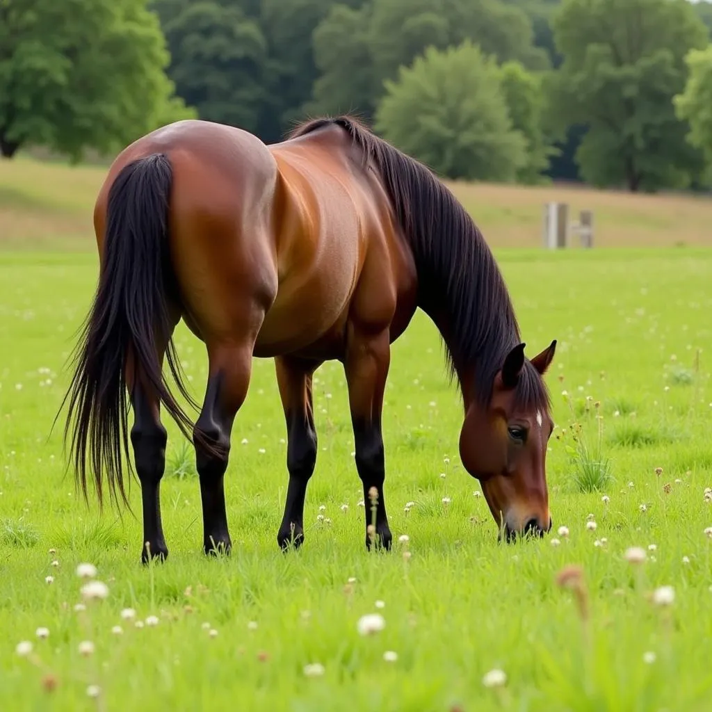 Healthy horse in a field after APF supplementation