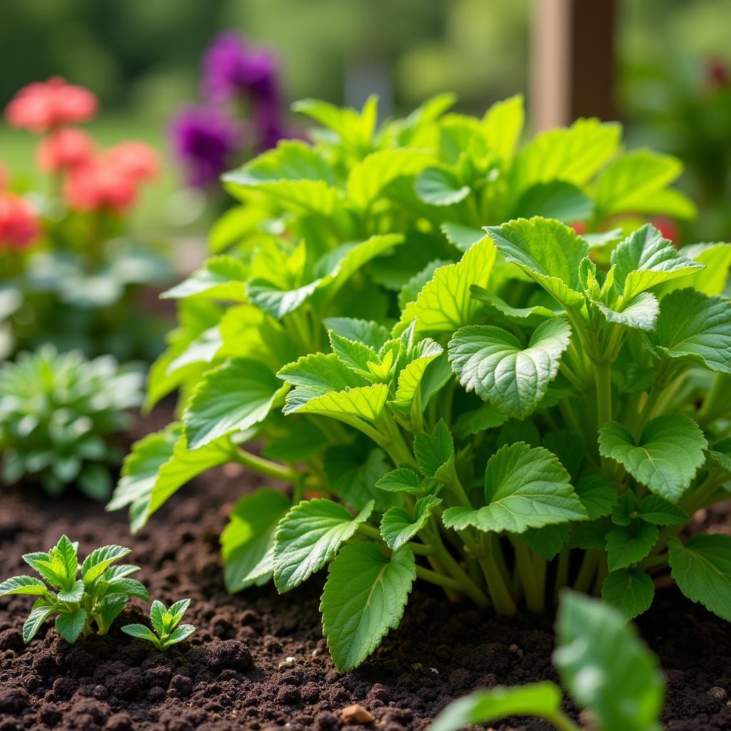 Healthy Plants Thriving with Horse Manure