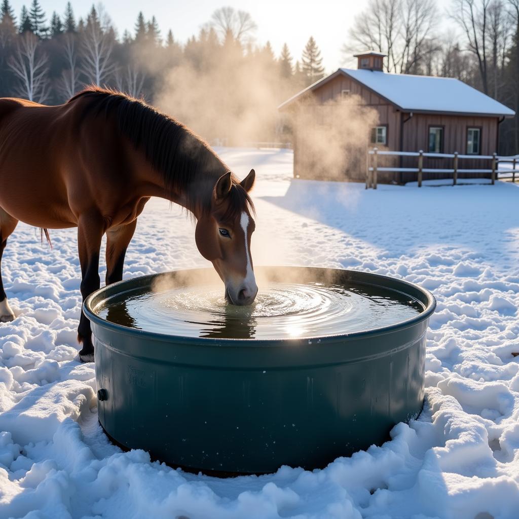 Heated Water Tub for Horses in Winter