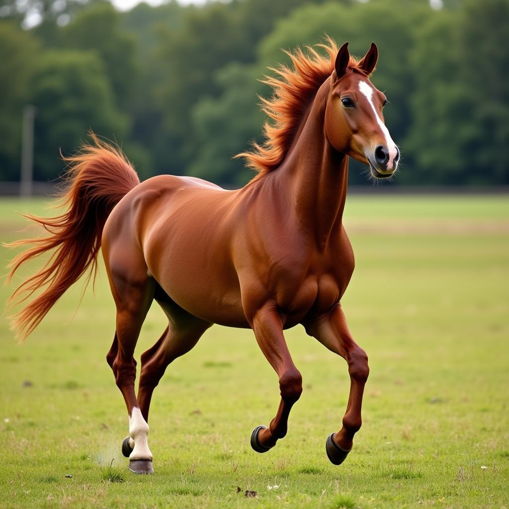 Horse Running with High Tail