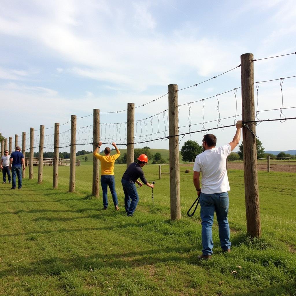 High-Tensile Wire Fence Installation on a Horse Farm