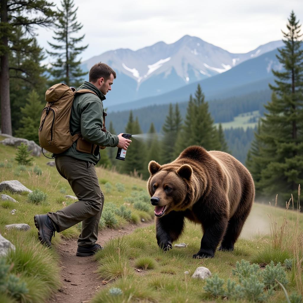 Using Bear Spray on a Grizzly Bear in Montana