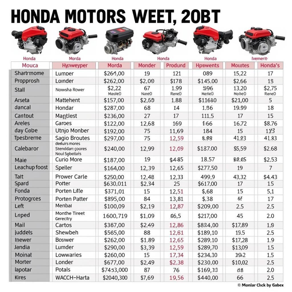 Honda Motor Horsepower Chart