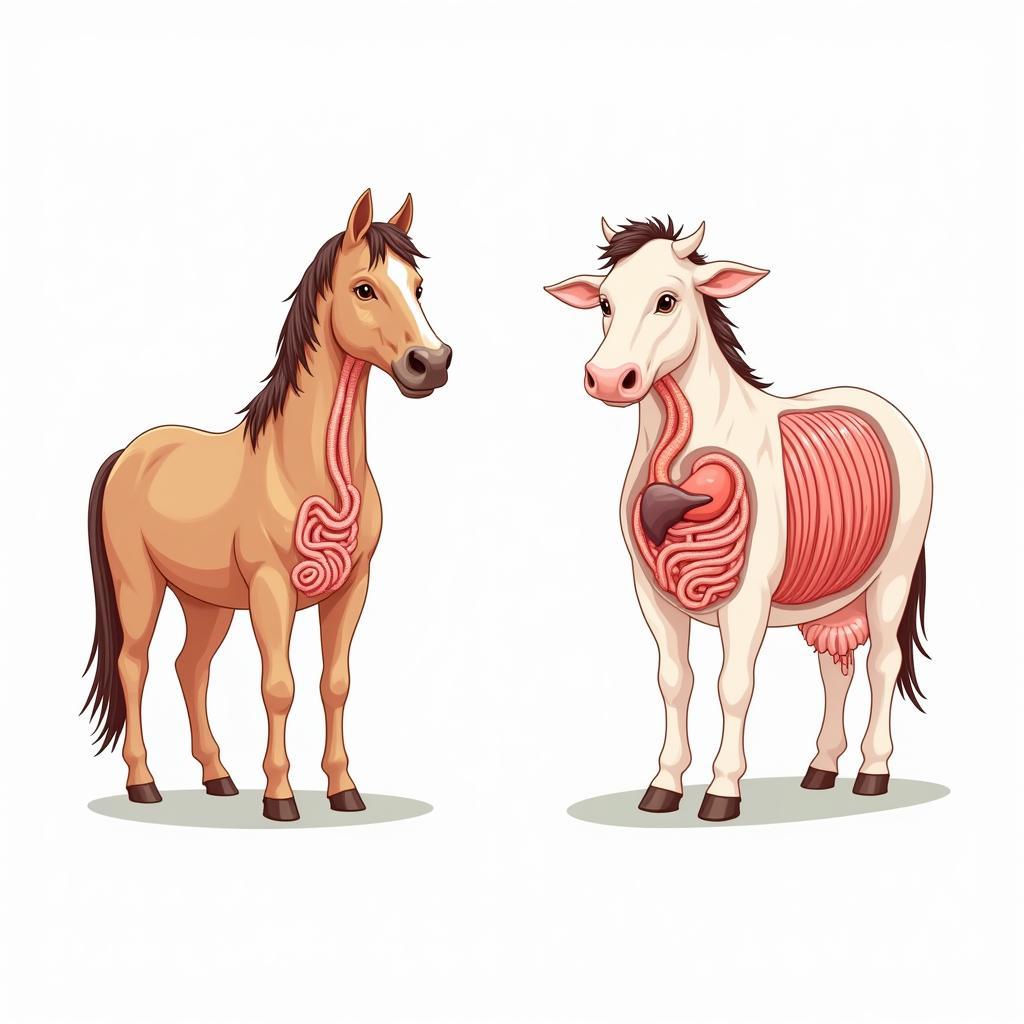 Comparison of Horse and Cow Digestive Systems