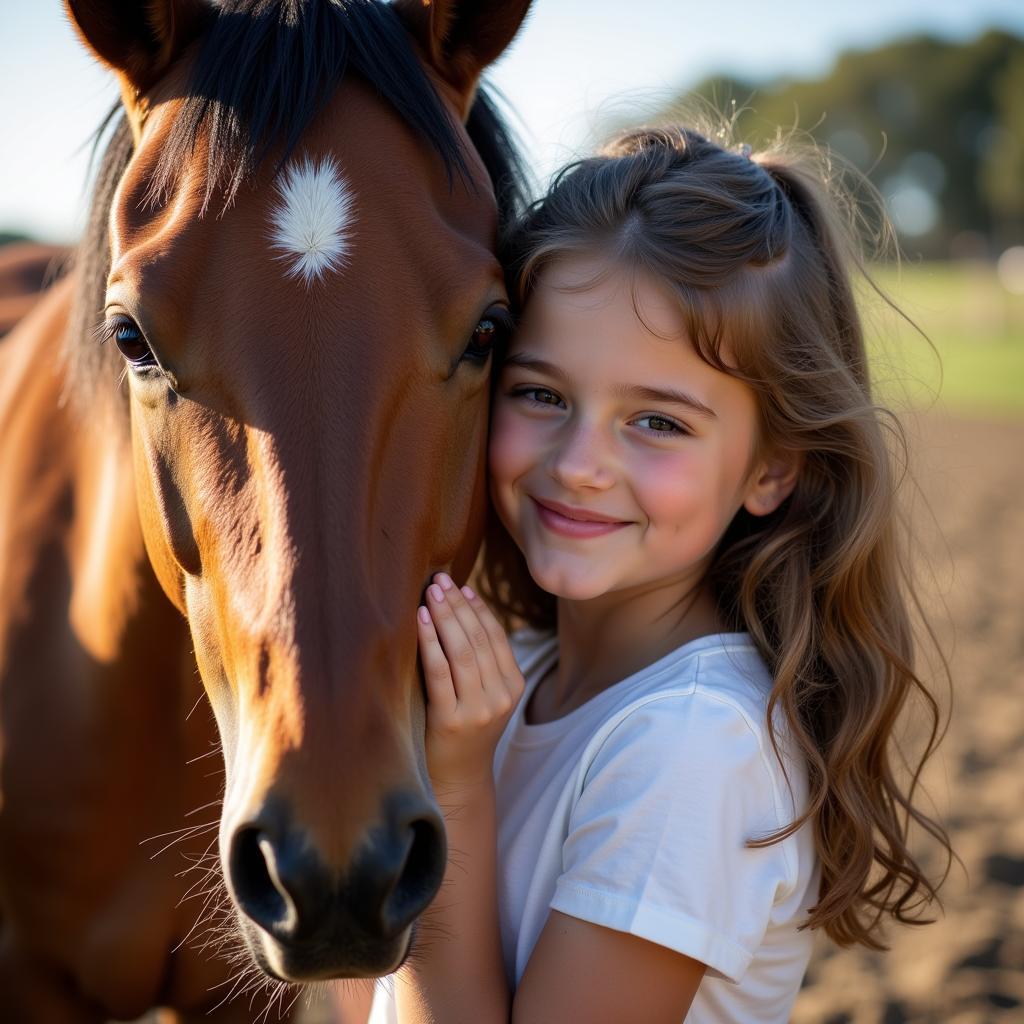 Horse and Girl Bonding