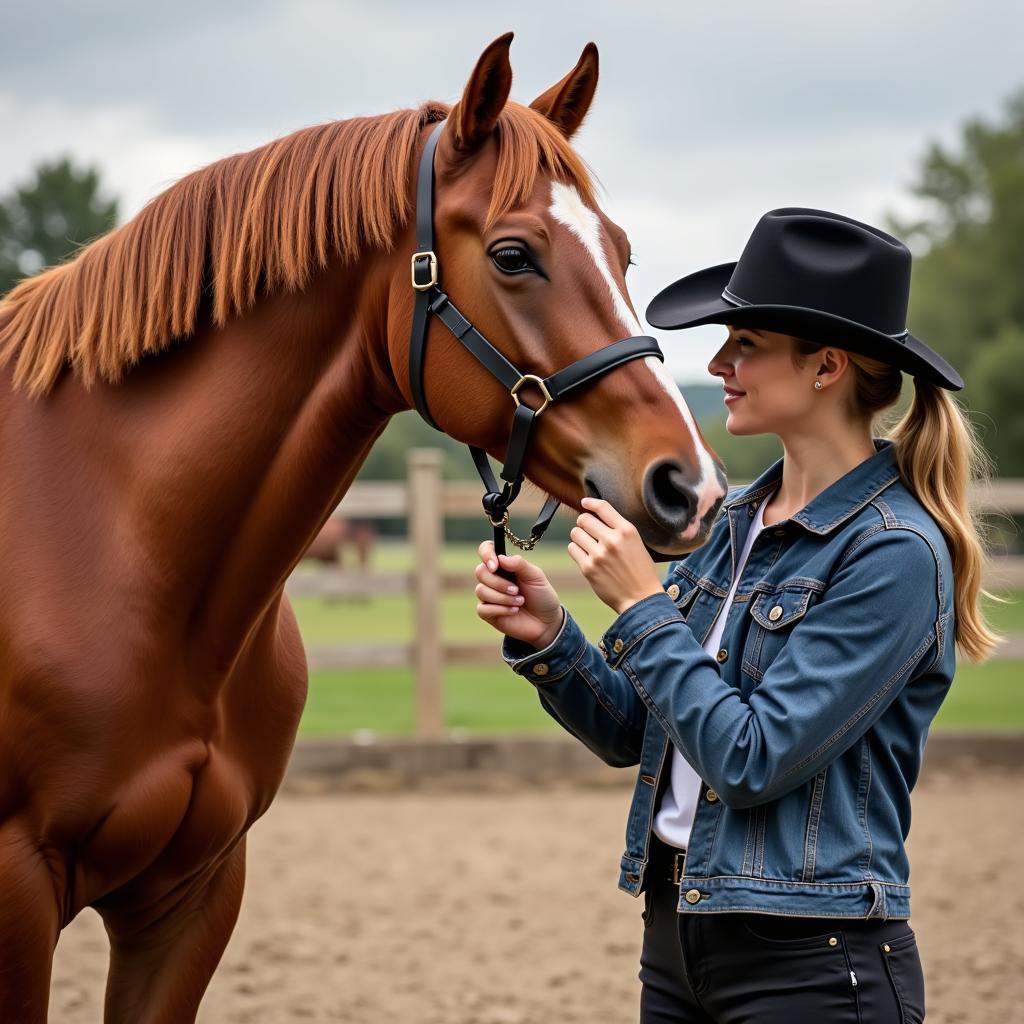 Horse and Handler During Groundwork Training