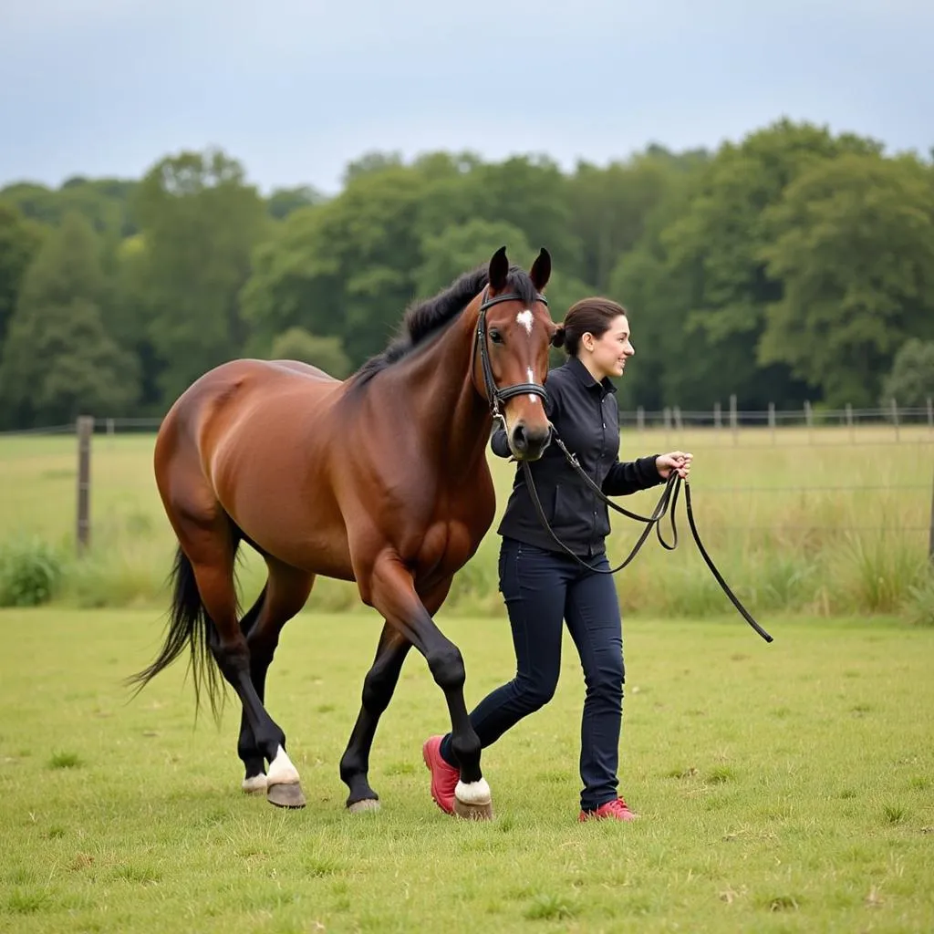 Horse and Handler Walking Together