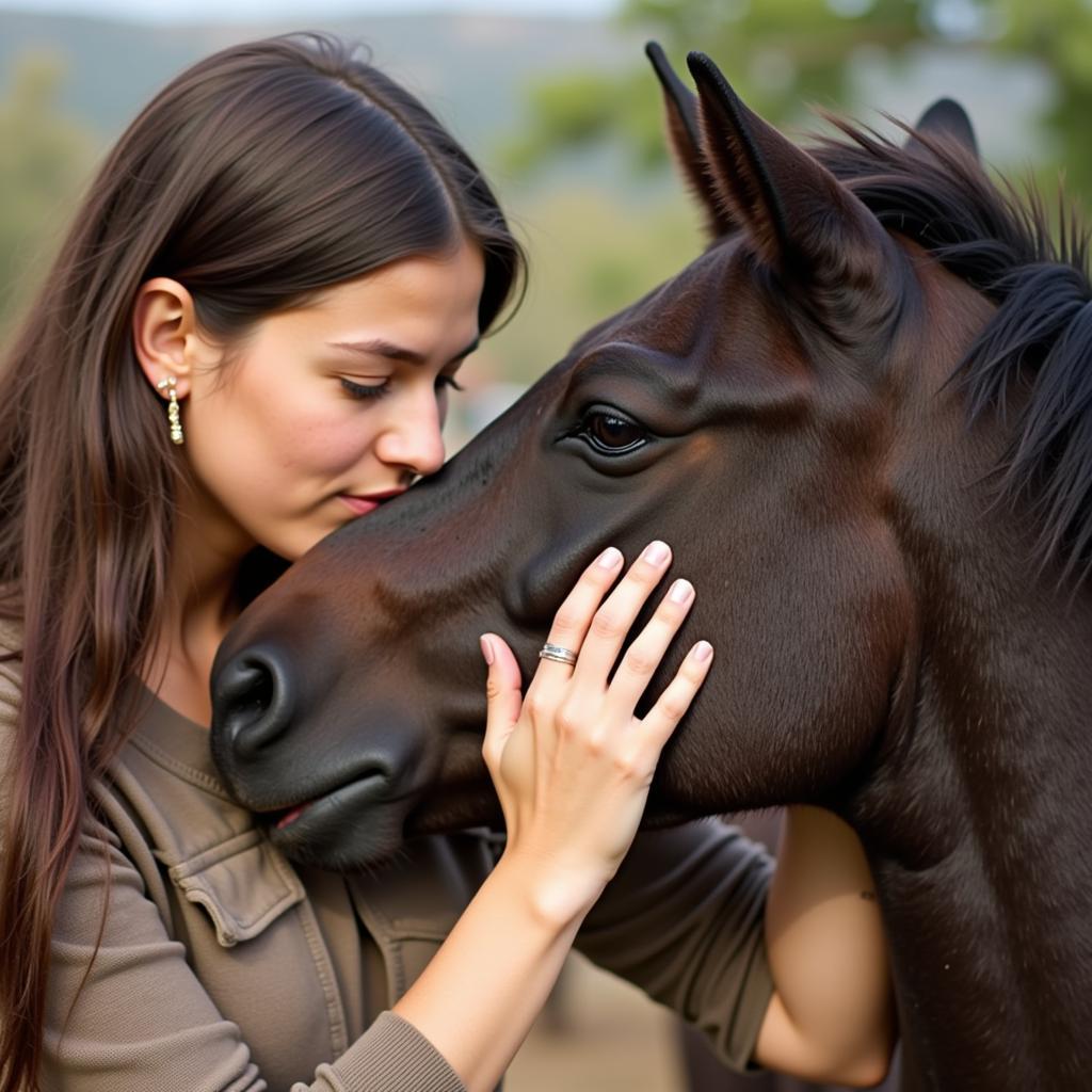 Horse and human forming a bond