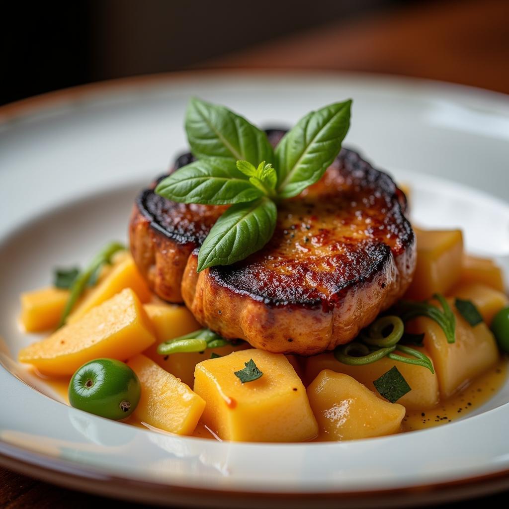 A beautifully plated signature dish at Horse and Plow