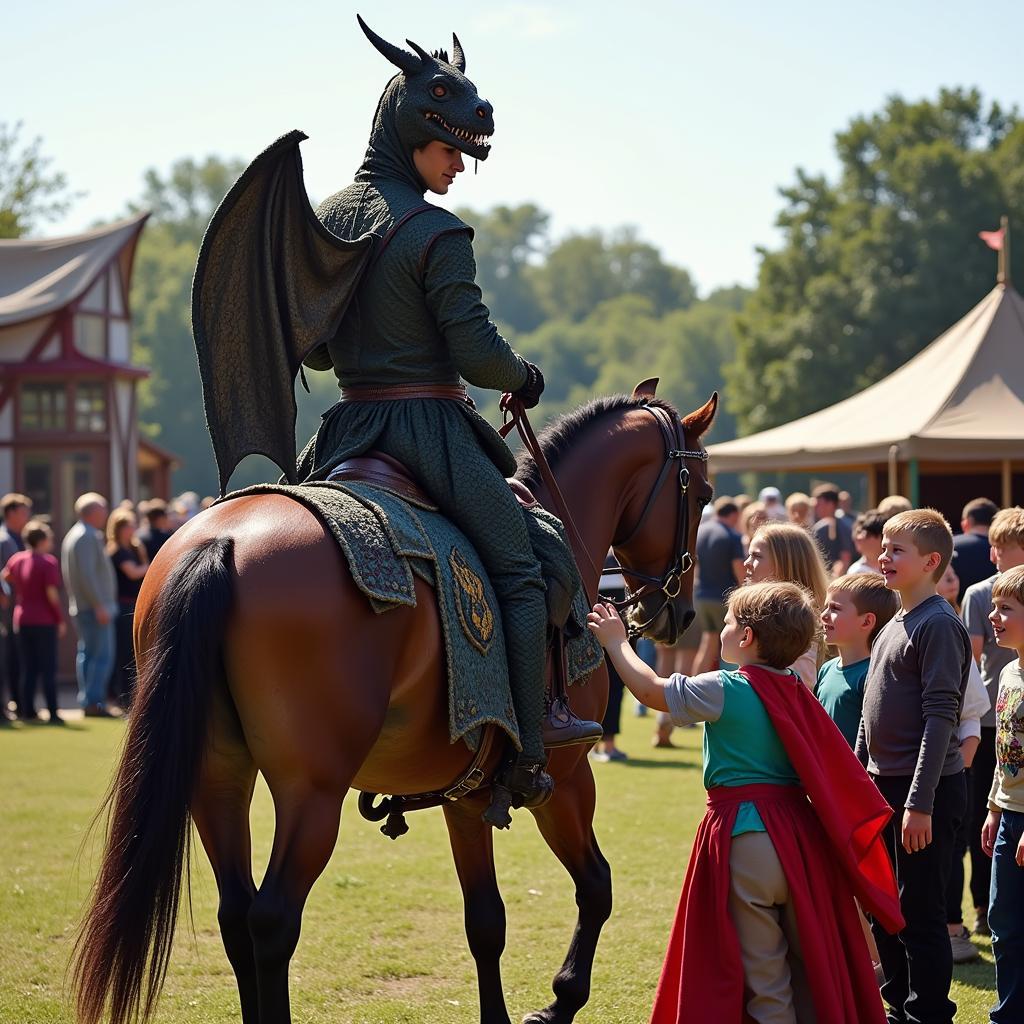 Horse and Rider in a Dragon Costume