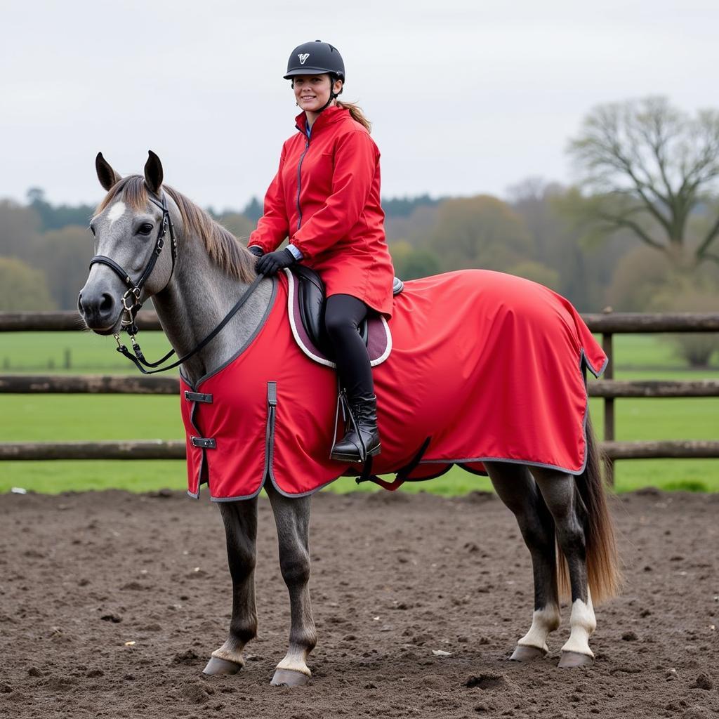 Horse and Rider in Matching Ponchos