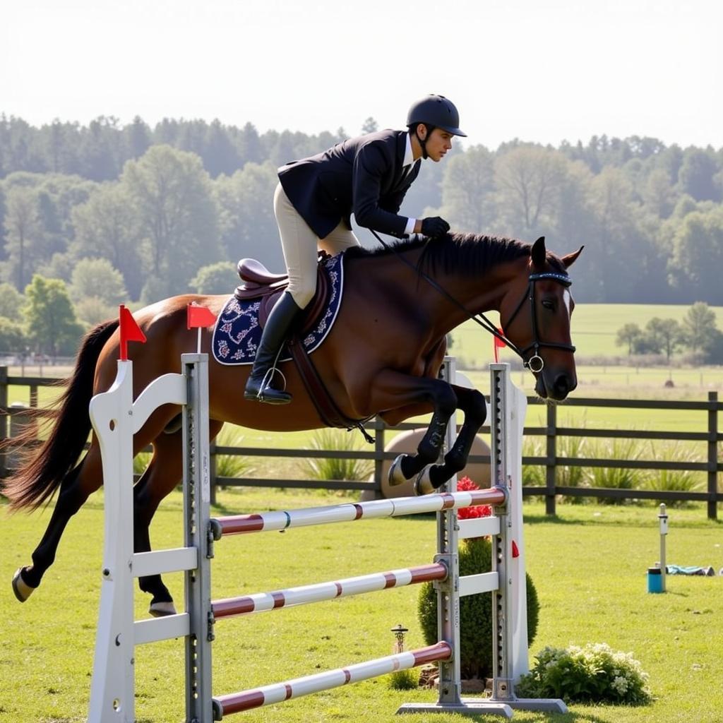 Horse and Rider in Jumping Competition