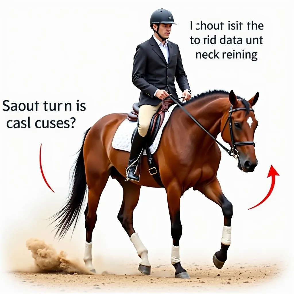 Horse and Rider Performing a Turn Using Neck Reining