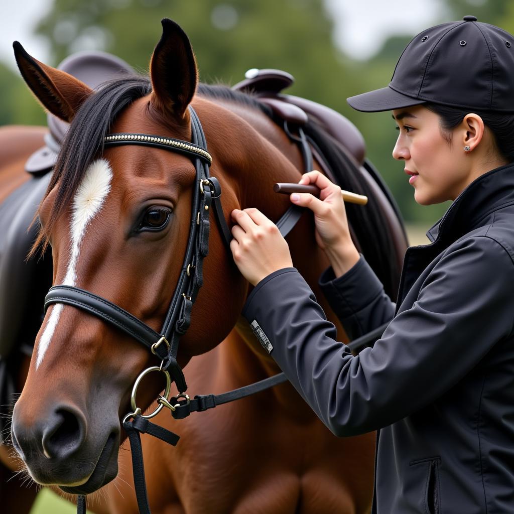 Horse and Rider Preparing for Nosha