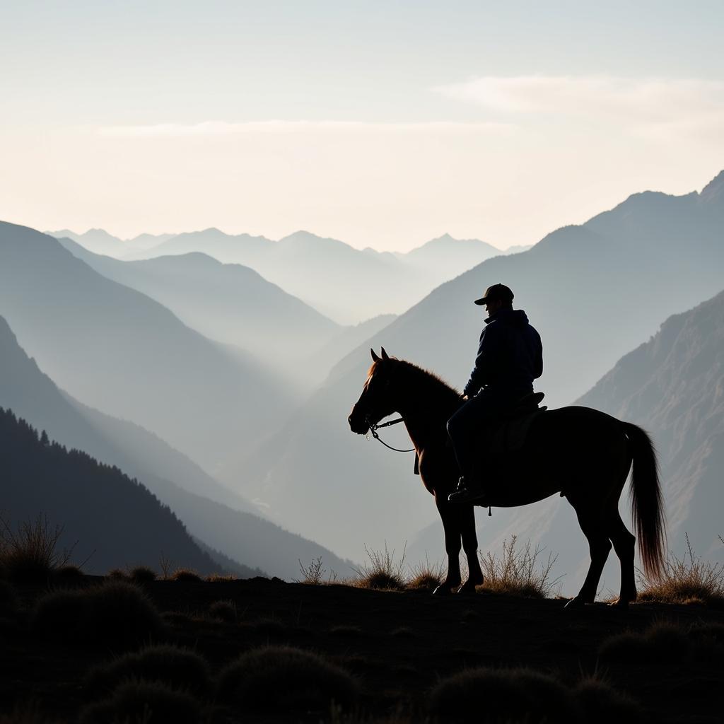 Horse and rider pausing to admire the view during a Brisbane horse trek