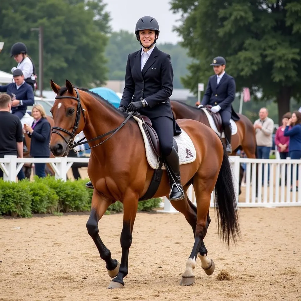 Horse and Rider Warming Up at a CJL Horse Show