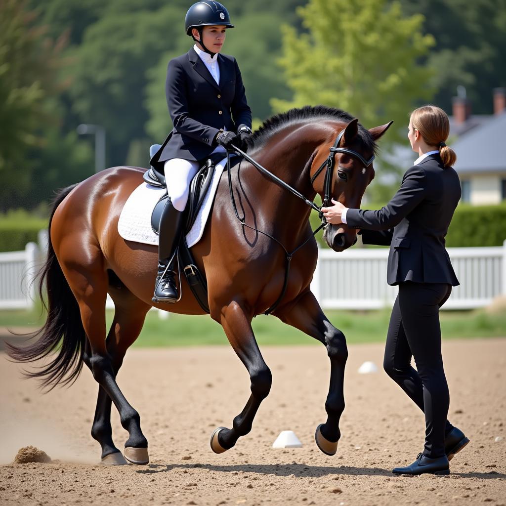 Horse and Trainer Performing Dressage