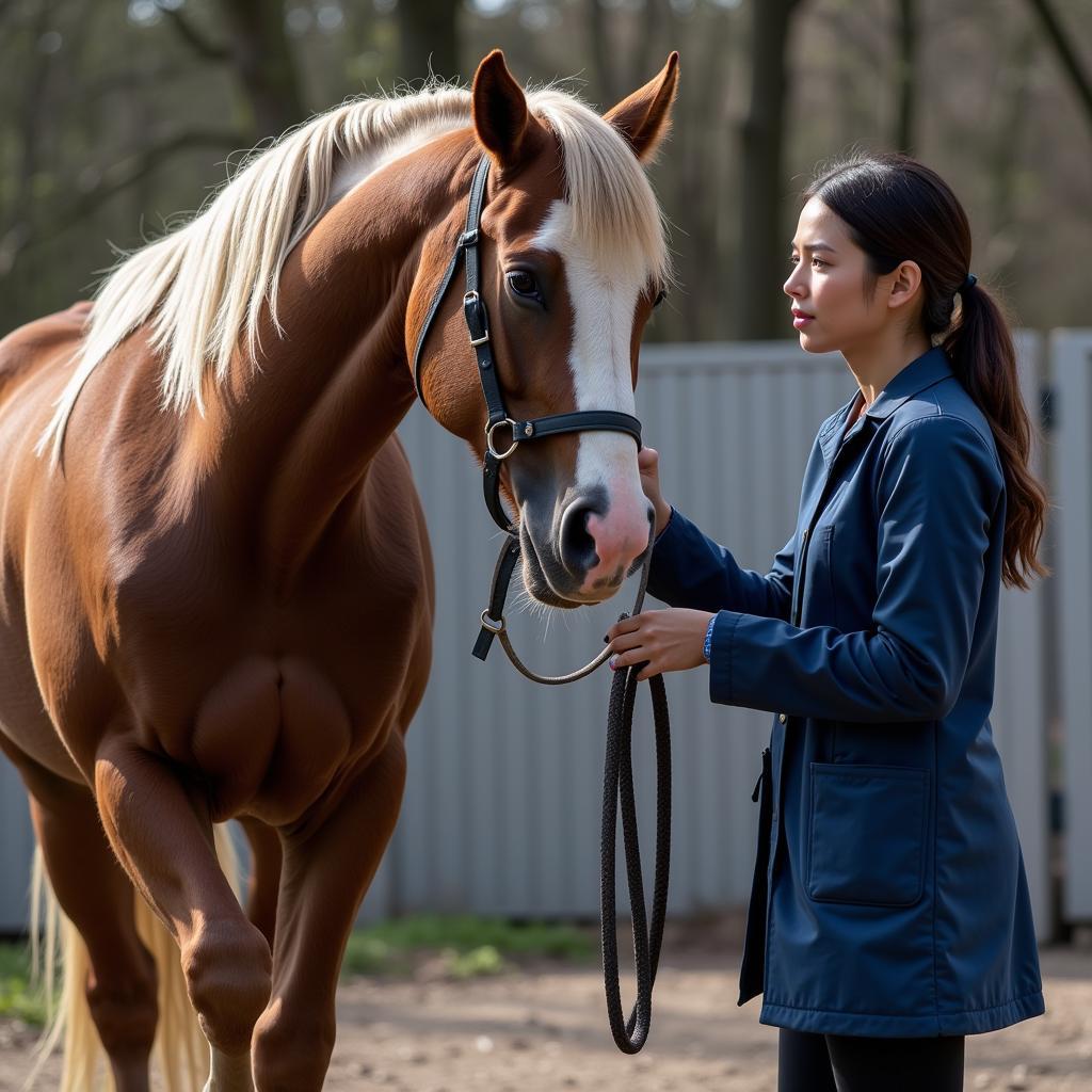 Veterinarian Examining a Horse's Leg