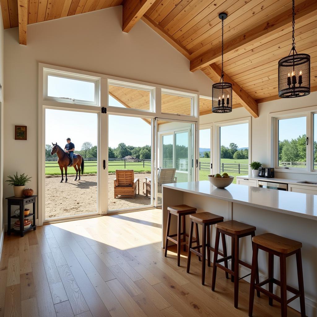 Modern and Bright Interior of a Horse Arena House Combo