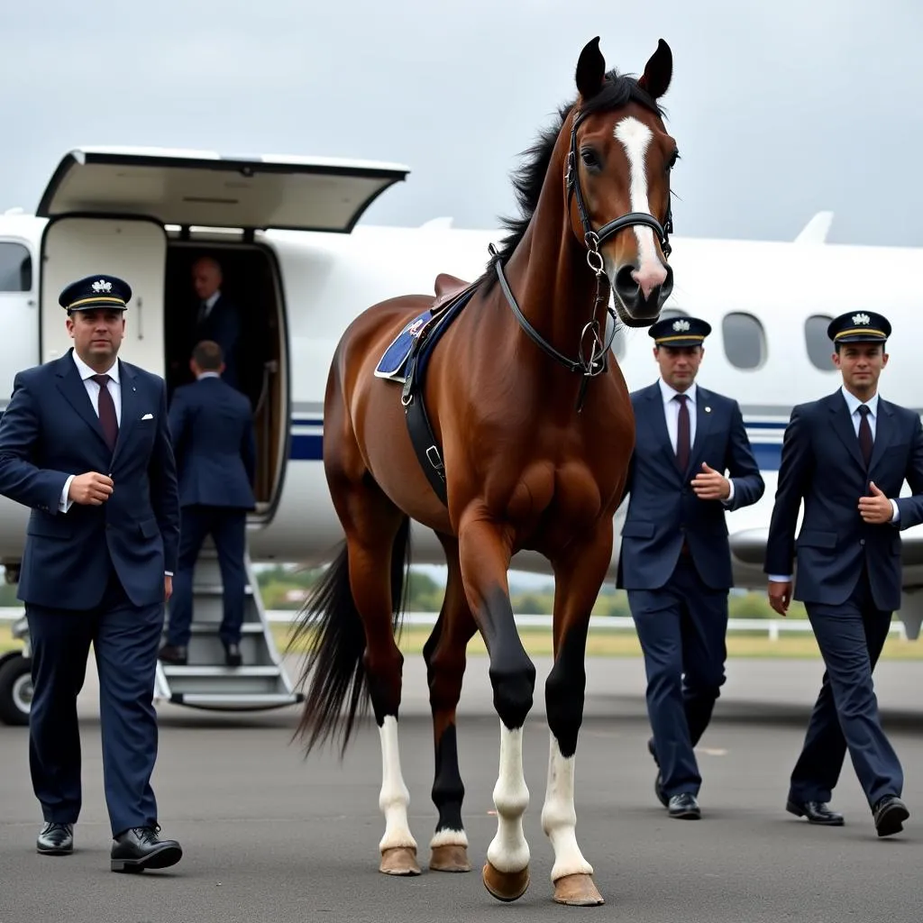 Horse Arriving at Race Track