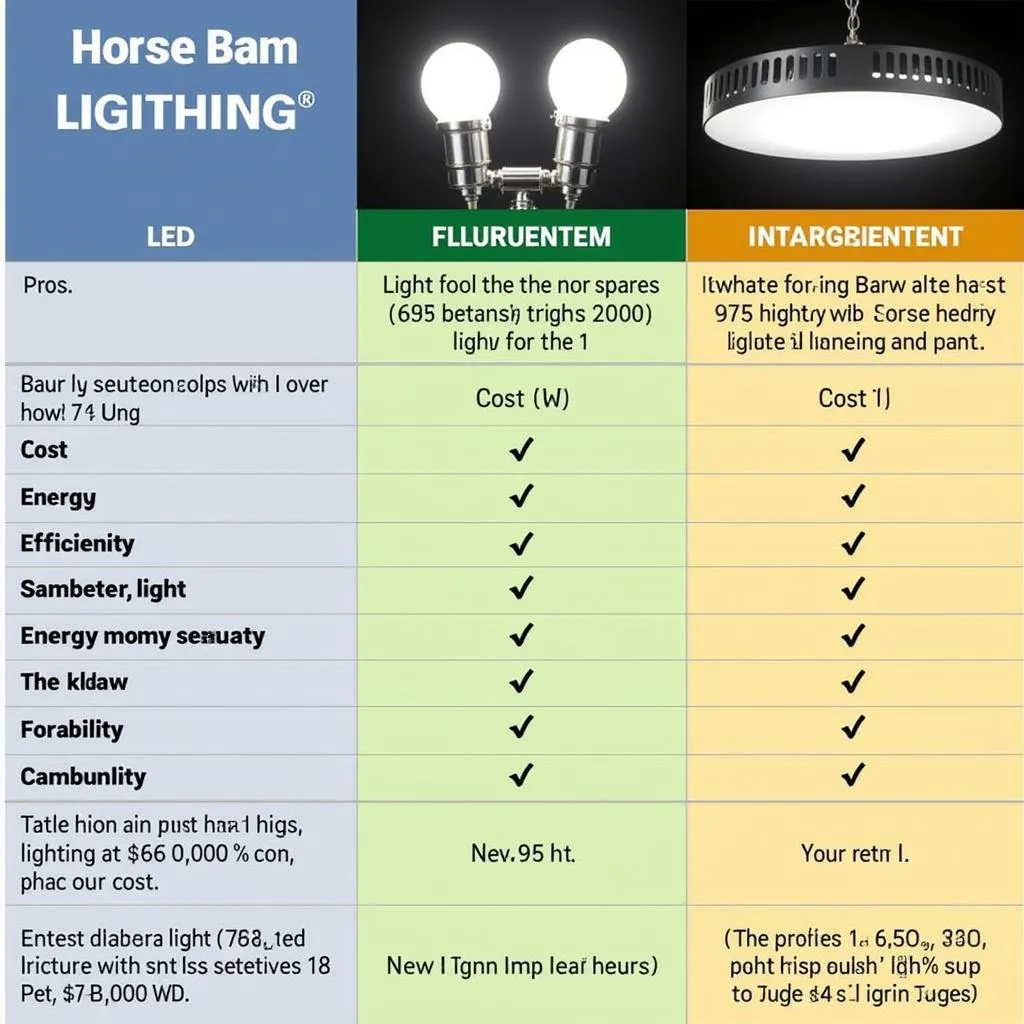 Horse barn lighting options comparison