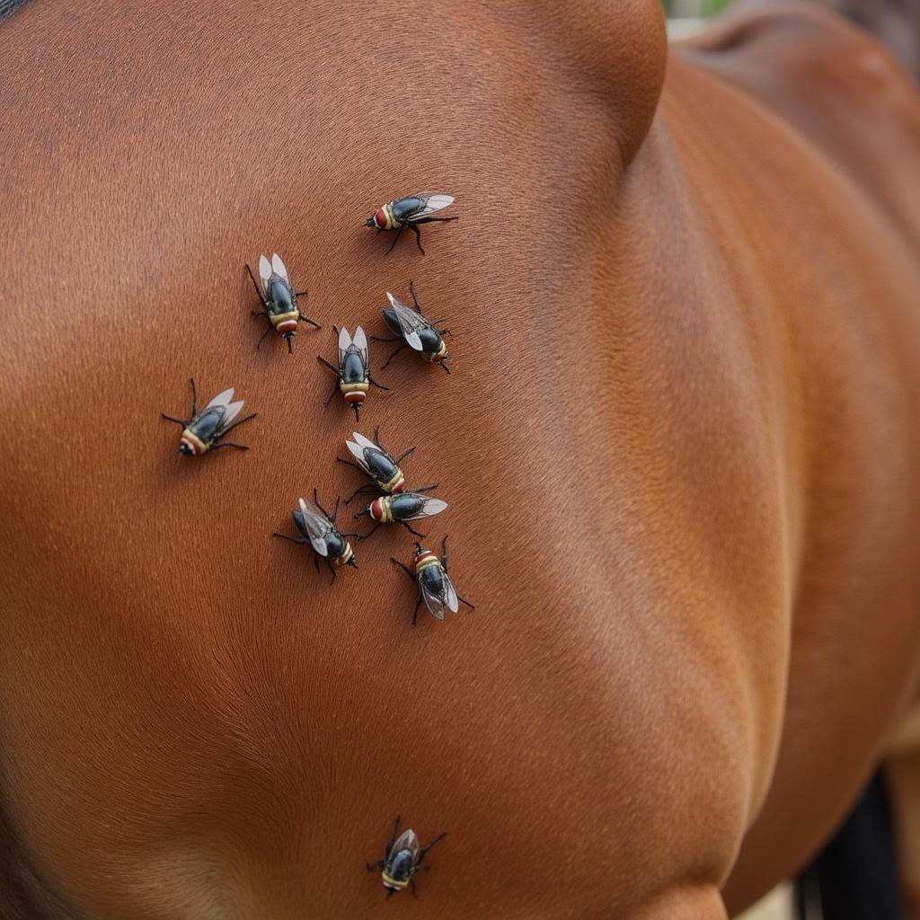 Horse Being Bitten By Flies