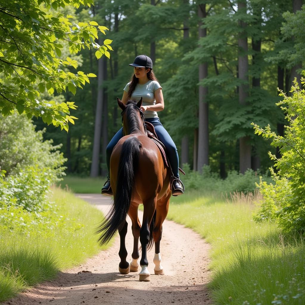 Horse Being Ridden on a Scenic Trail