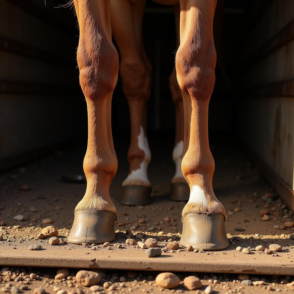 Horse being unloaded at auction