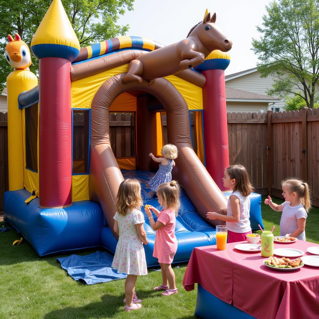 Horse Bounce House at a Children's Party