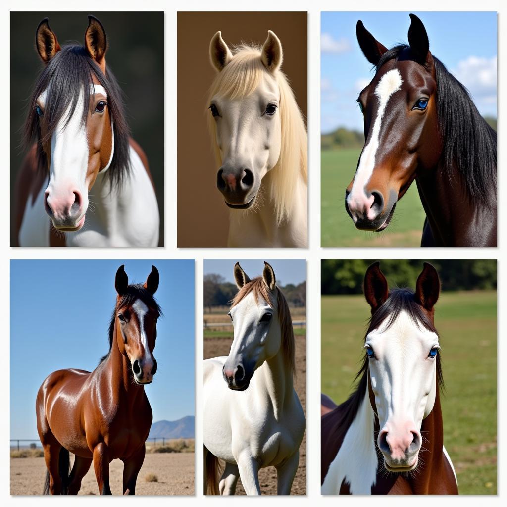 Diverse horse breeds with blue eyes