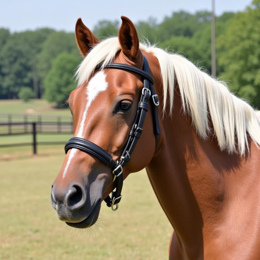 Horse Bridle with Properly Adjusted Chin Strap