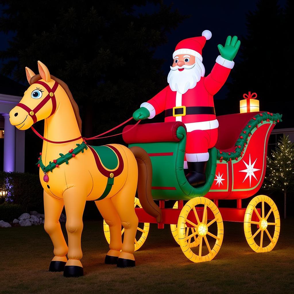 Christmas horse and carriage inflatable