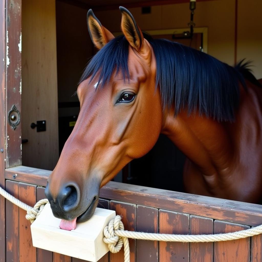 Horse Engaging with a Salt Block Toy