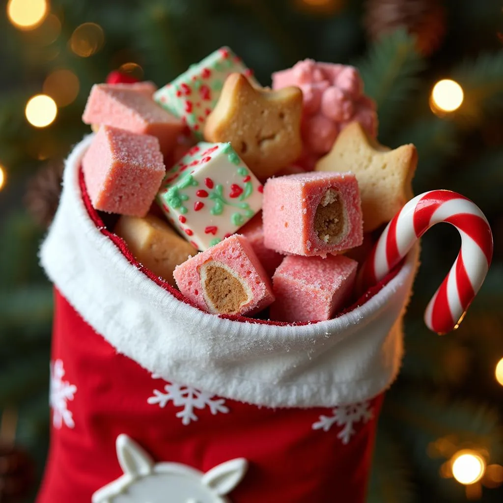 Horse christmas stocking filled with treats