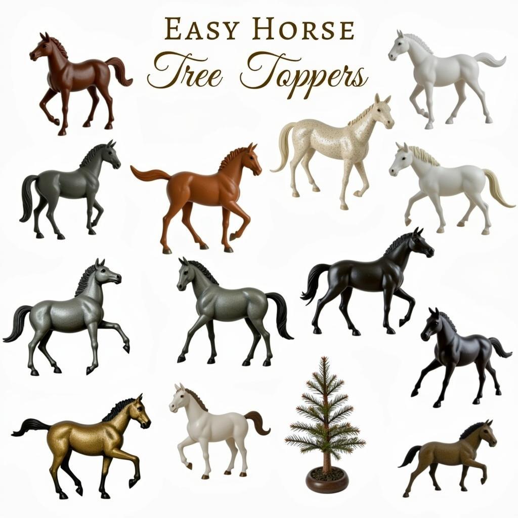 Different styles of horse Christmas tree toppers