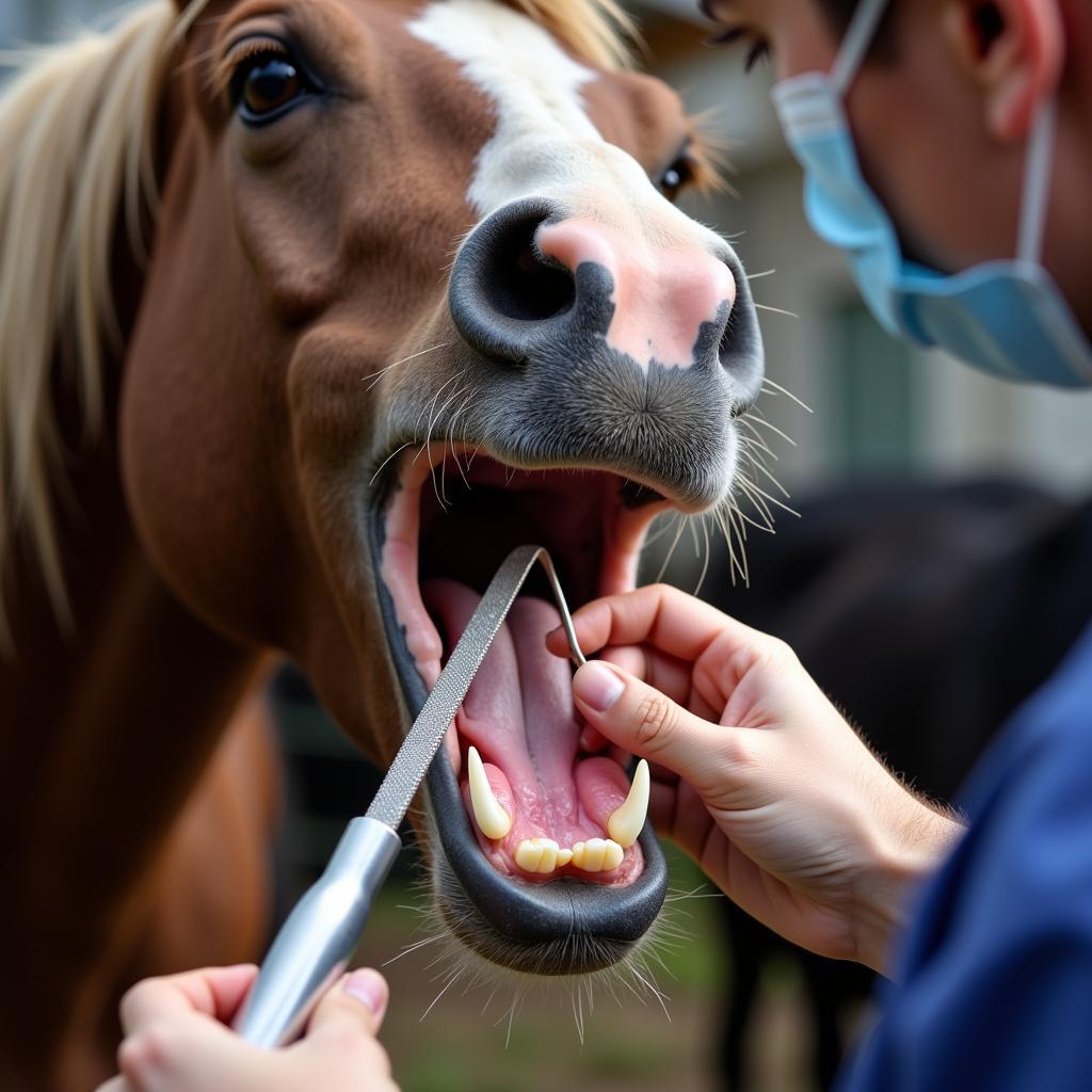 Equine Dental Examination with Speculum