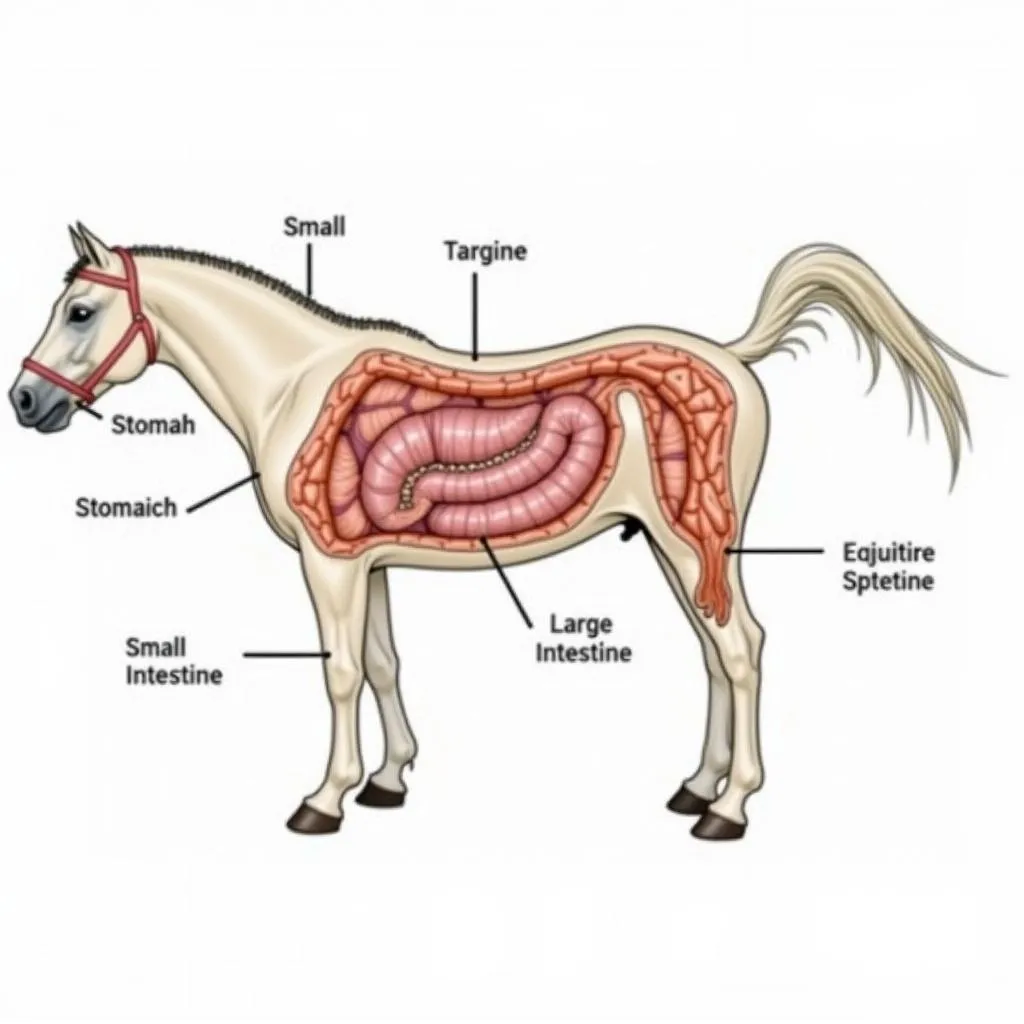 Horse Digestive System Illustration