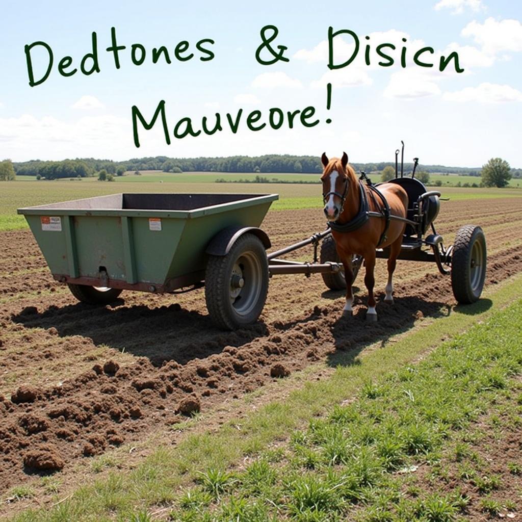 Horse Drawn Manure Spreader in Use on a Small Farm