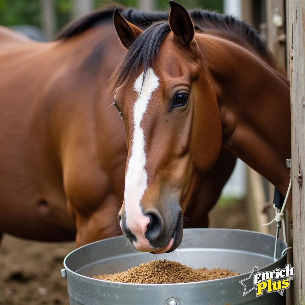 Horse Enjoying Enrich Plus Horse Feed