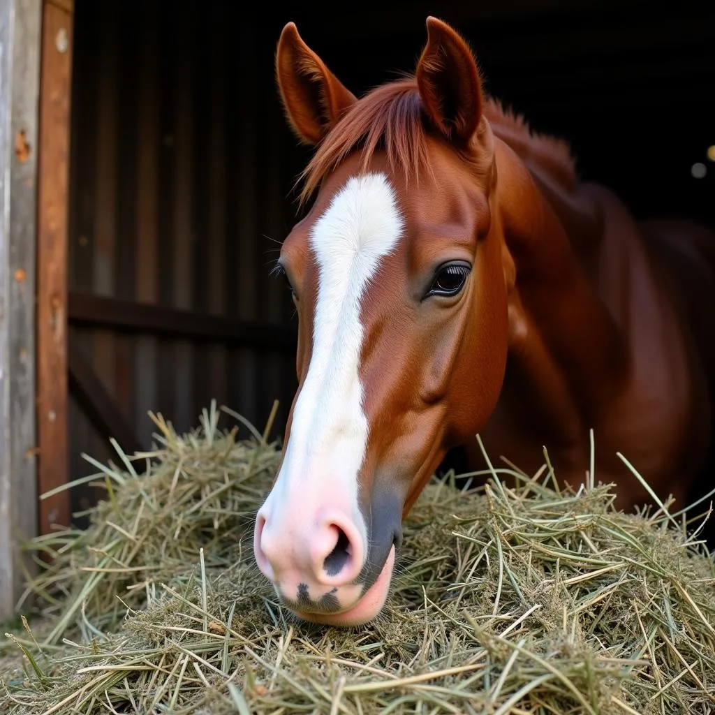 Horse Eating Hay