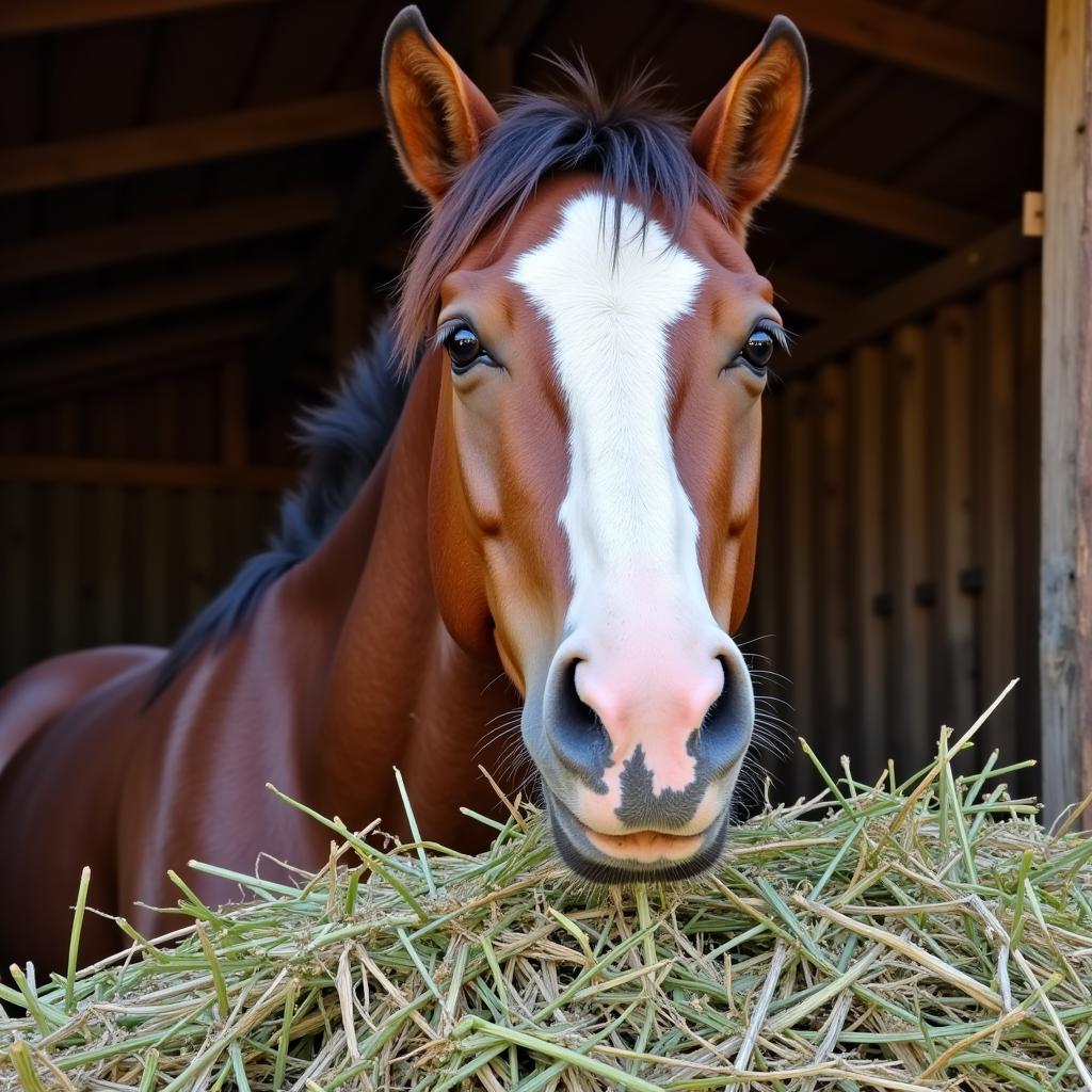 Horse Eating Hay