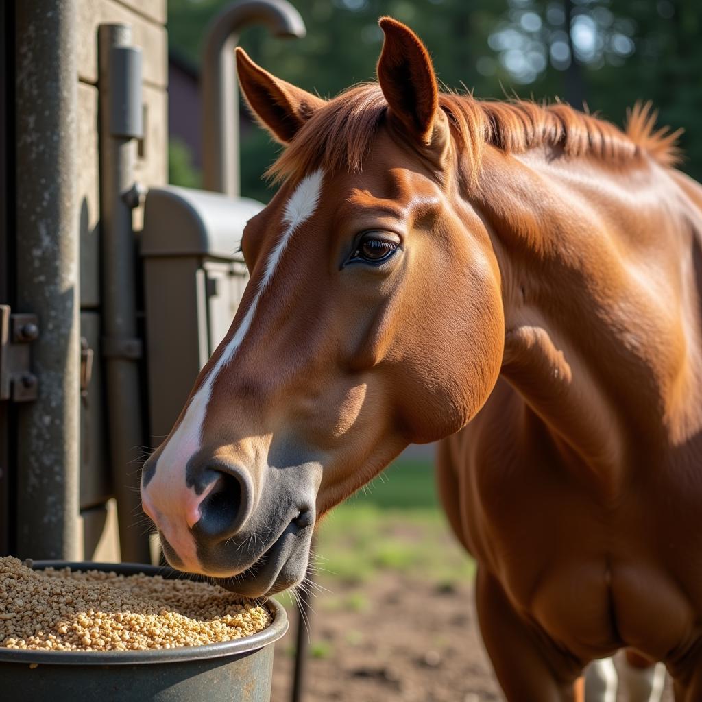 Horse Consuming High Fat Feed