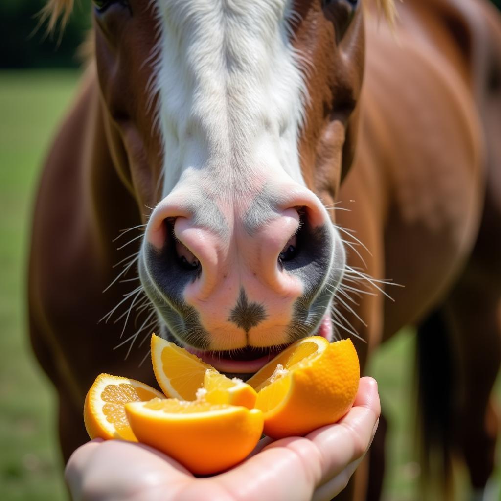 Horse Eating Orange Slices