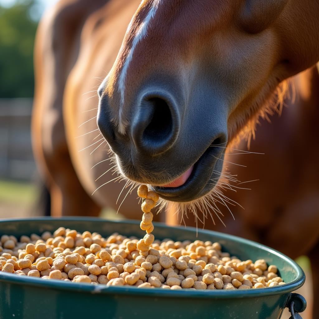  Horse Enjoying Pelleted Feed